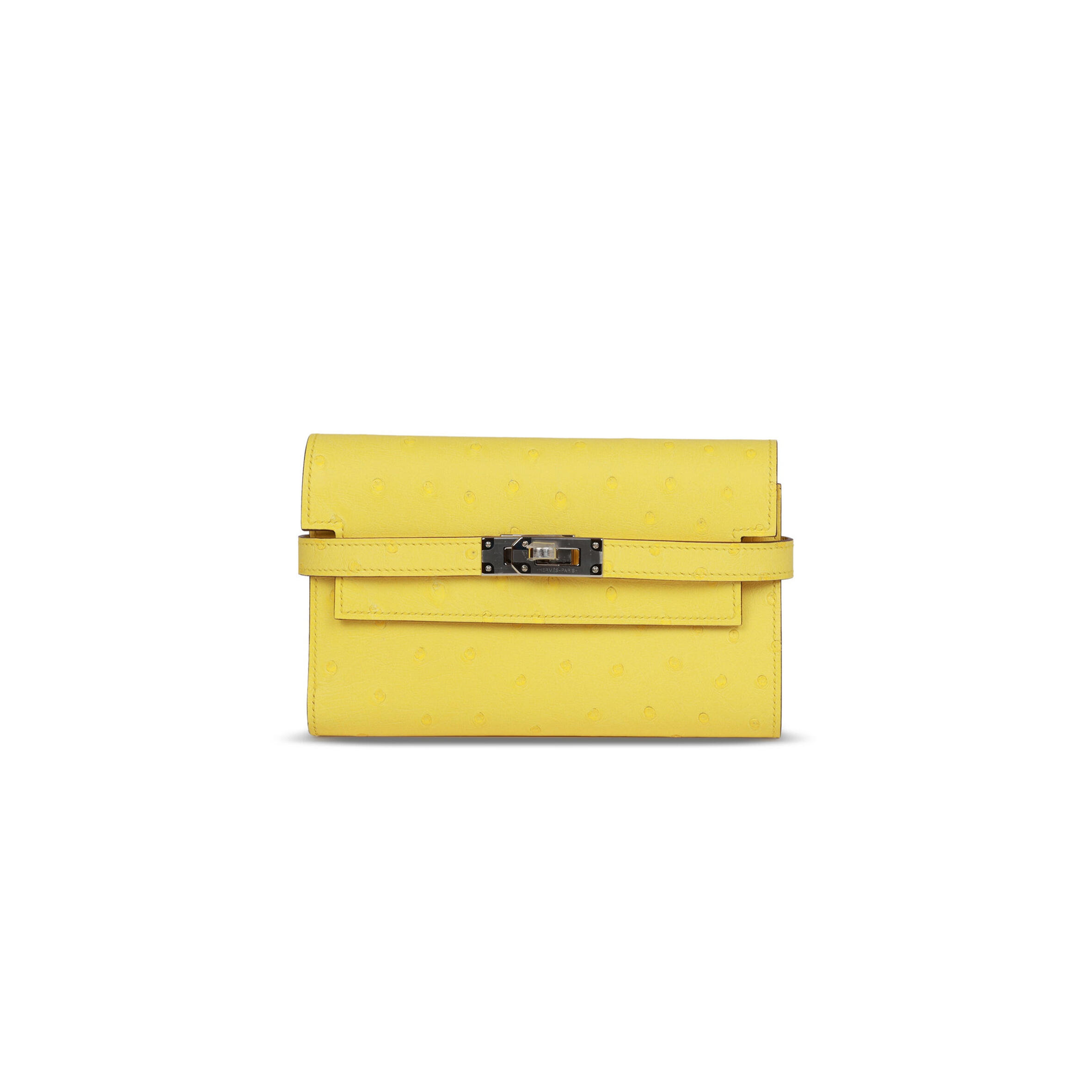 HERMES MASTER KELLY DEPLIANT WALLET OSTRICH PALLADIUM HARDWARE (15*10*3cm)